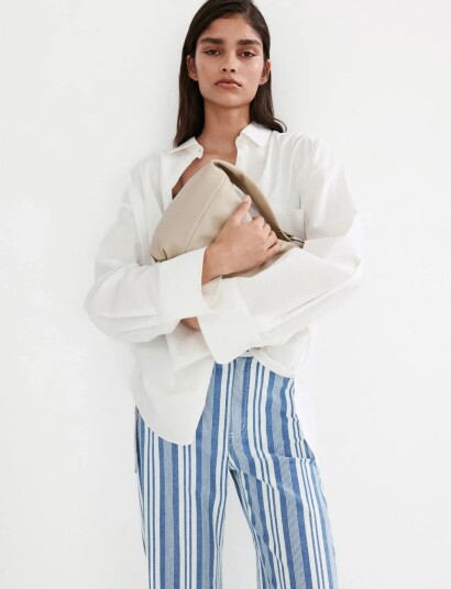 Mango Straight Striped Jeans   Blue   40