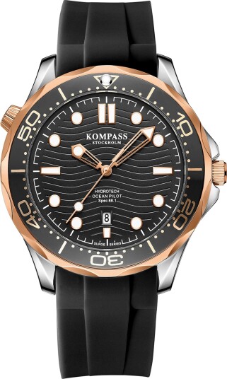 Kompass Ocean Pilot Rose Gold Silver Black