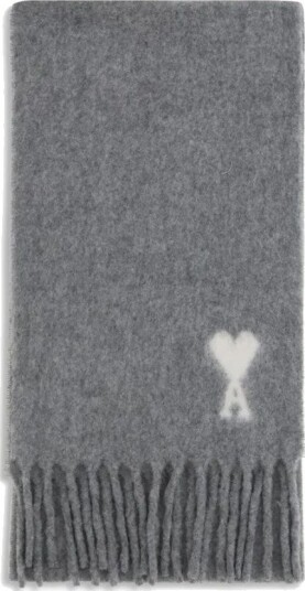 AMI Off White Ami De Coeur Scarf Grey ONE SIZE AMI Off White Ami De Coeur Scarf Grey ONE SIZE