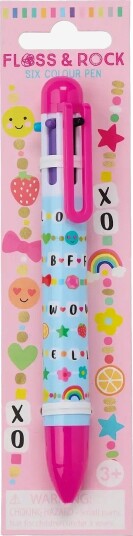 Floss & Rock Click Pen 6 Colour - Friendship - PINK - 16X2X2