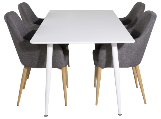 Venture Design Polar & Comfort spisegruppe Hvit/grå 4 st stoler & bord 180 x 90 cm