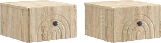  Vegghengt Nattbord med skuff 2 pcs Sonoma eik 33 x 34,5 x 20 cm