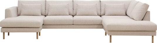 Florenz 4 seters Høyrevendt U formet Sofa med Divan og Sjeselong i Stoff   Beige