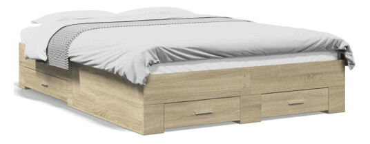 Sengeramme med skuffer sonoma eik 120x200 cm konstruert tre 8721102620461