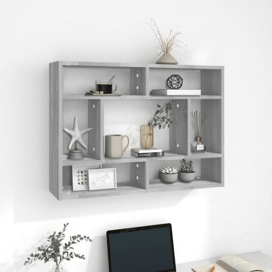 vidaXL Vegghylle gr? sonoma 75x16x55 cm konstruert tre