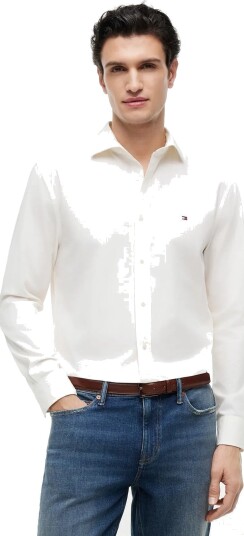Tommy Hilfiger Gmd Poplin Semi Spread Rf Sht   White   XL