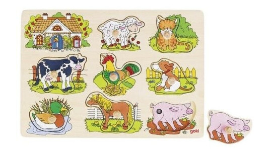 Goki Stud Puzzle Farm Animals with Sound Tre