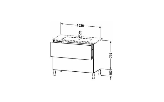 Duravit L-Cube Servantskap m/2 skuffer 1020x704x481 mm Betonggrå Matt