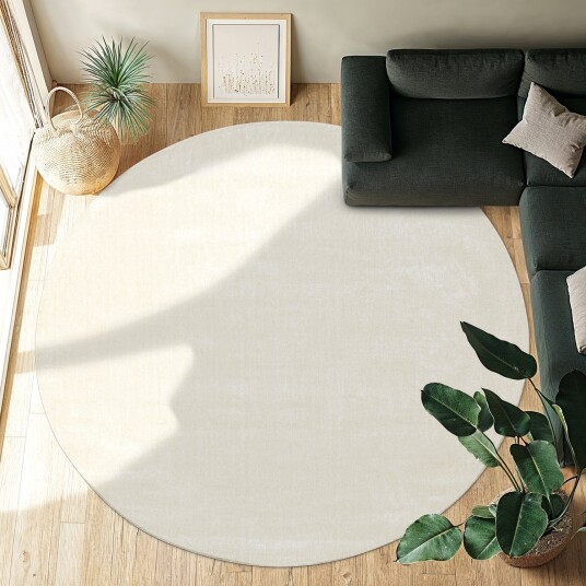 Rundt teppe Recycled PET with viscose look offwhite Størrelse: Ø 120 cm
