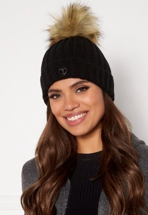 ROCKANDBLUE Pom Pom Hat Black/Natural Onesize ROCKANDBLUE Pom Pom Hat Black/Natural Onesize