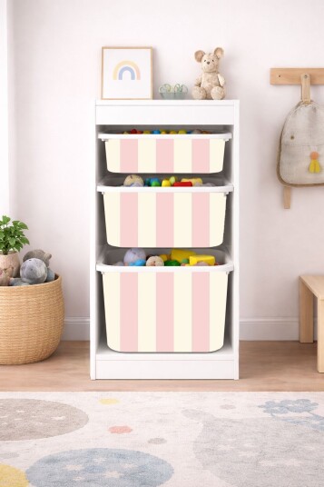 Selvklebende klistremerke – Trofast boksdekal – Langside / Velg størrelse / Stripes pink cream