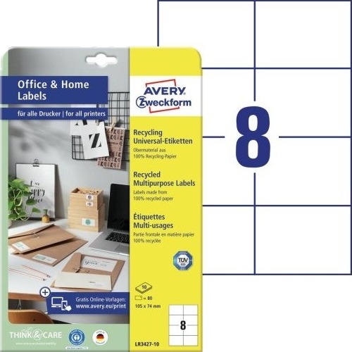 Avery Lr3427 10 Hvit Selvklebende Skriveretikett A4 Papir Termisk Blekk Dyse Permanent
