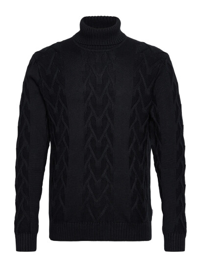 Lindbergh Cable Roll-Neck Knit - Navy - M
