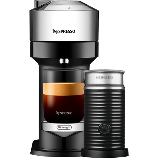 Nespresso Vertuo Next Deluxe Value Pack kaffemaskin og melkeskummer, ren krom Nespresso Vertuo Next Deluxe Value Pack kaffemaskin og melkeskummer, ren krom
