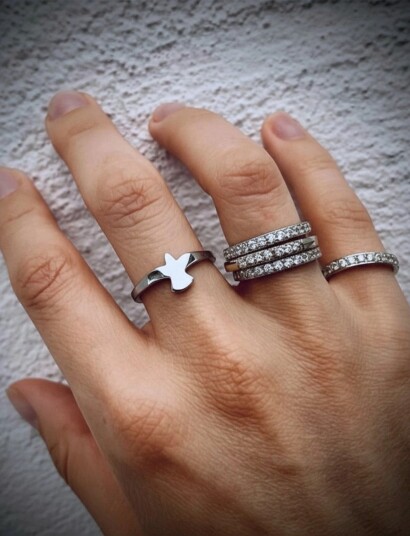 Bud to rose Crown Spike Ring Clear/Silver Silver Bud to rose Crown Spike Ring Clear/Silver Silver