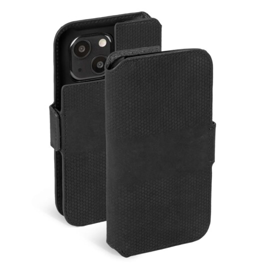 Krusell iPhone 13 Lommebokdeksel i Lær Svart - Elegant Beskyttelse