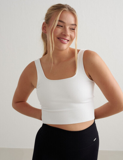 aim´n Ribbed Seamless Shaping Bralette - White - M aim´n Ribbed Seamless Shaping Bralette - White - M