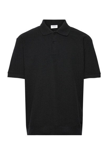 Lindbergh Oversized Jacquard Polo S/S Black XL