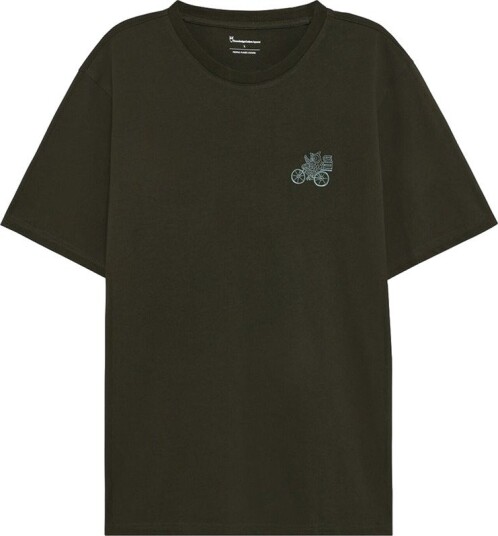 KnowledgeCotton Apparel Chest Embroidery T shirt Forrest Night