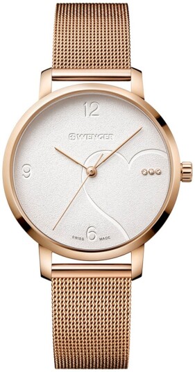 Wenger Dameklokke 01.1731.112 Sølvfarget/Rose gulltonet stål Ø38 mm