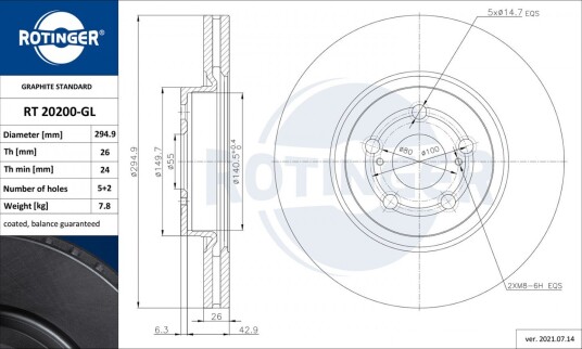 Bremseskive ROTINGER RT 20200-GL