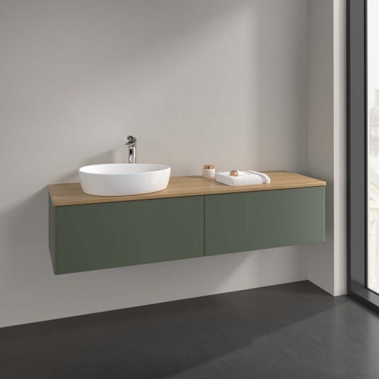 Villeroy & Boch Antao Servantskap med 2 skuffer 160x50x36 cm m/lys Grønn Matt/Eik
