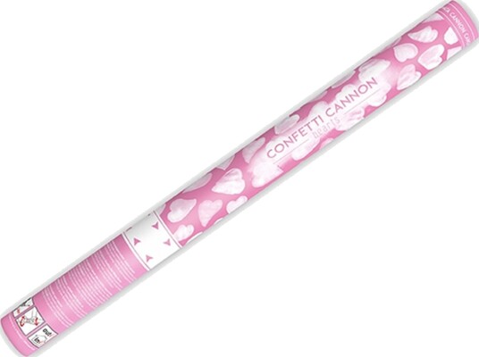 Partydeco Konfettikanon Hjerter Hvite 60 cm TUKW60