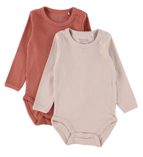 Minymo Body I/e   Rib   2 pack   Kløft Rose   Minymo   62   Langermet Body   Rosa