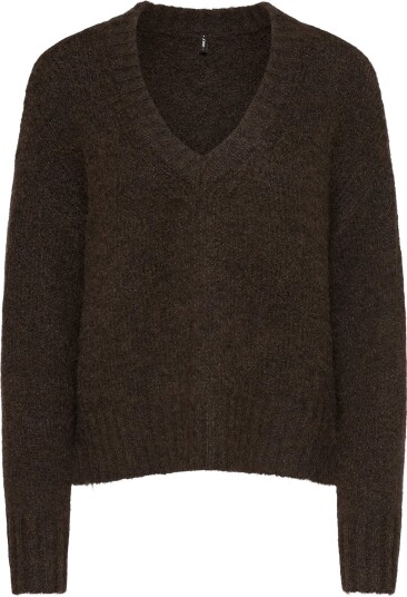 ONLY Onlfiona Ls Loose V Neck Knt COFFEE BEAN S