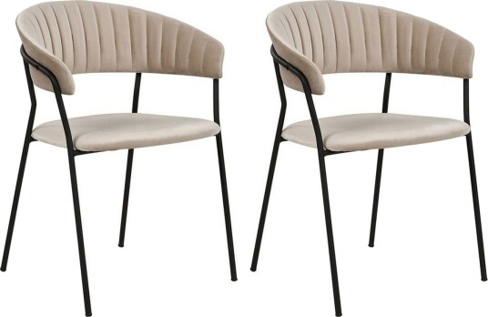 Sett med 2 spisestoler Mariposa - Beige, svart/Fløyel