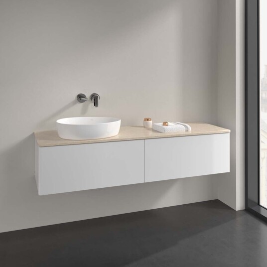 Villeroy & Boch Antao Servantskap med 2 skuffer 160x50x36 cm u/lys Hvit Blank/Crème