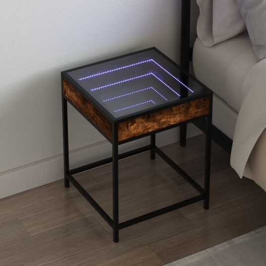  Salongbord med Infinity LED røkt eik 40x40x51 cm 3284093