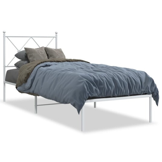  Sengeramme i metall med hodegavl hvit 80x200 cm 8721012374263