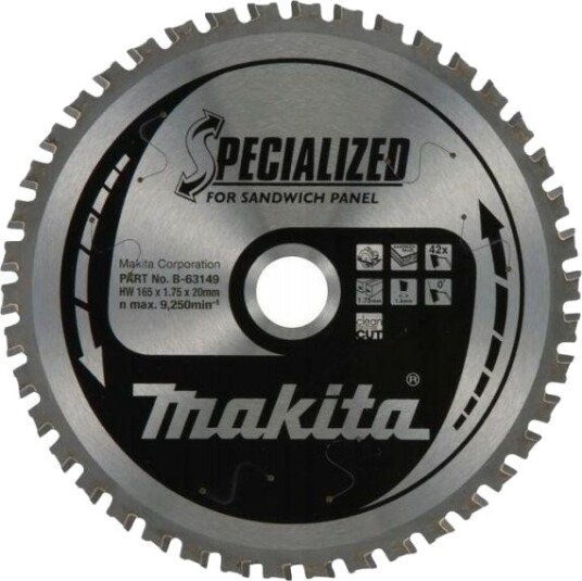 Makita B-63149 Sirkelsagblad 165x20mm, 42T, for sandwichpanel Makita B-63149 Sirkelsagblad 165x20mm, 42T, for sandwichpanel