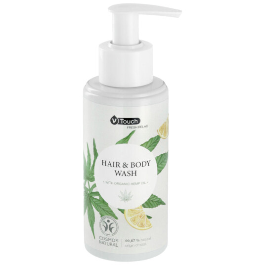 V Touch Hotell shampoo & dusjsåpe Fresh Relax i pumpedispenser; 140 ml; Gul; 6 Stykk / Forpakning