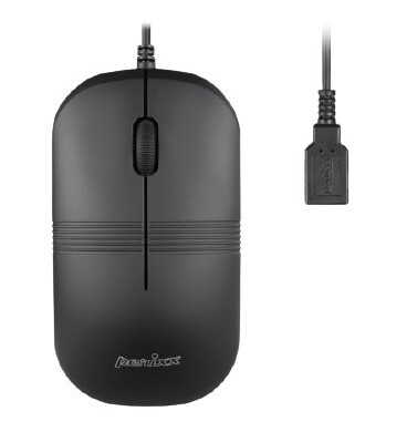 Perixx 11419, Høyre Hendt, Optisk, Usb Type-A, 1600 Dpi, Sort