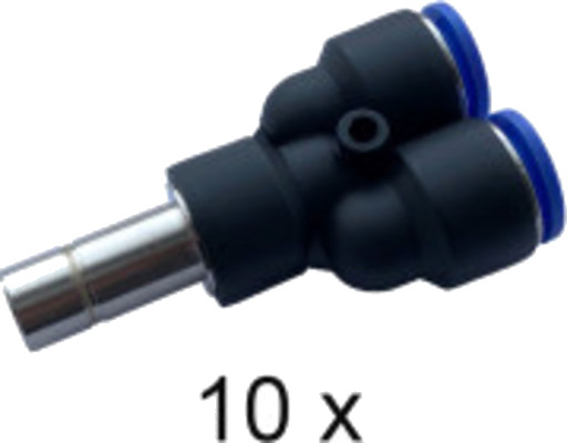Innstikks Y kobling 3x12 mm. Hann/Hunn/Hunn. Pakke med 10 stk.