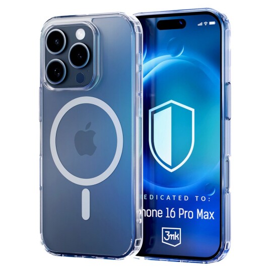 3mk MagCase Deksel for iPhone 16 Pro Max MagSafe kompatibel Gjennomsiktig