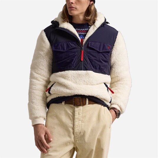 Pile Fleece Hybrid Hoodie Herbal Milk Multi