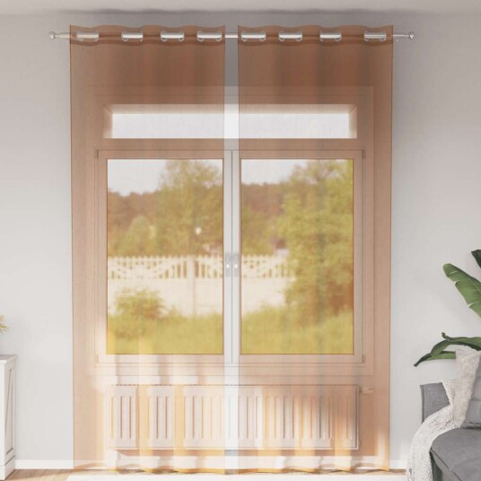 Voilegardiner med grommets 2 stk terrakotta 8721158551573