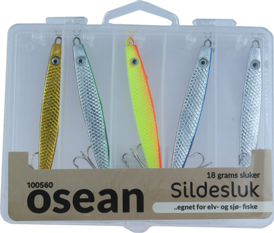 Osean sluksett Sildesluk 5pk 18gr m/slukboks Osean sluksett Sildesluk 5pk 18gr m/slukboks
