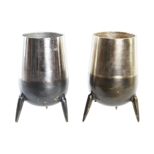 Dkd Home Decor Vase Dkd Home Decor 15,5 X 15,5 X 26 Cm Sølv Gyllen Aluminium Moderne (2 Enheter)