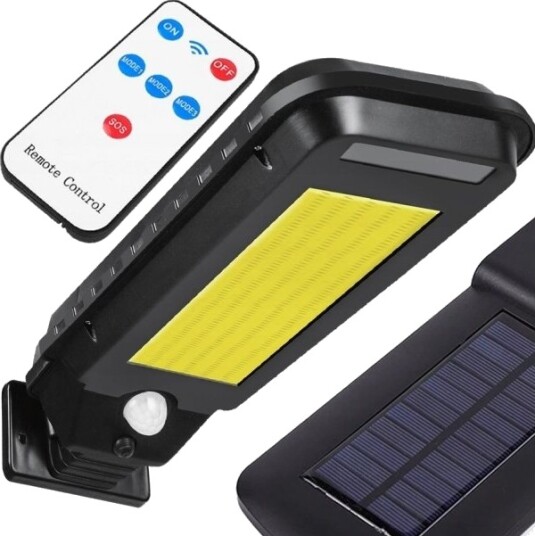 Vegglys Ltc Solcelle 30 W Cob 2000 Lm Bevegelses  Og Skumringssensor Batteri 2400 Mah + Fjernkontroll