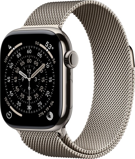 Apple Watch Series 11 GPS + Cellular 42mm Natural Titanium Case with Natural Milanese Loop Apple Watch Series 11 GPS + Cellular 42mm Natural Titanium Case with Natural Milanese Loop