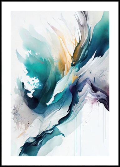 Fluid Teal Gold Plakat / 100x150