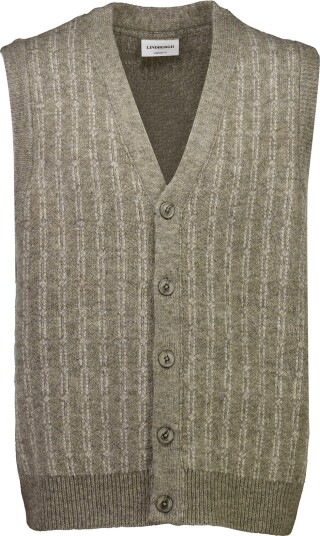 Lindbergh Jacquard Knitted Slipover Cardigan   Khaki green   L