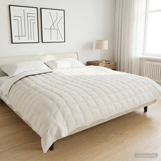 vidaXL Vektet Teppe Hvit 220 x 240 cm 15 kg 100% Bomull 205T