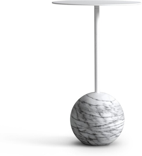 Friends & Founders - Knockout Round White Marble Sidebord Ida Linea Hildebrand Hvit Metall/stein