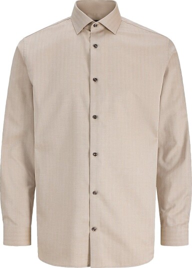 Jack & Jones   Skjorte Jprblaparker Herringbone L/S Shirt   Brun