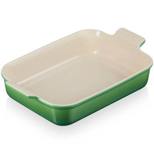 Le Creuset Heritage rektangulært fat 32x24 cm bamboo green